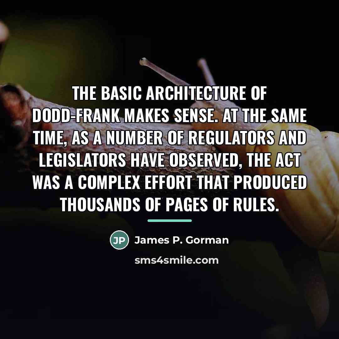 “The basic architecture of Dodd-Frank makes sense. At the same…” quote by James P. Gorman