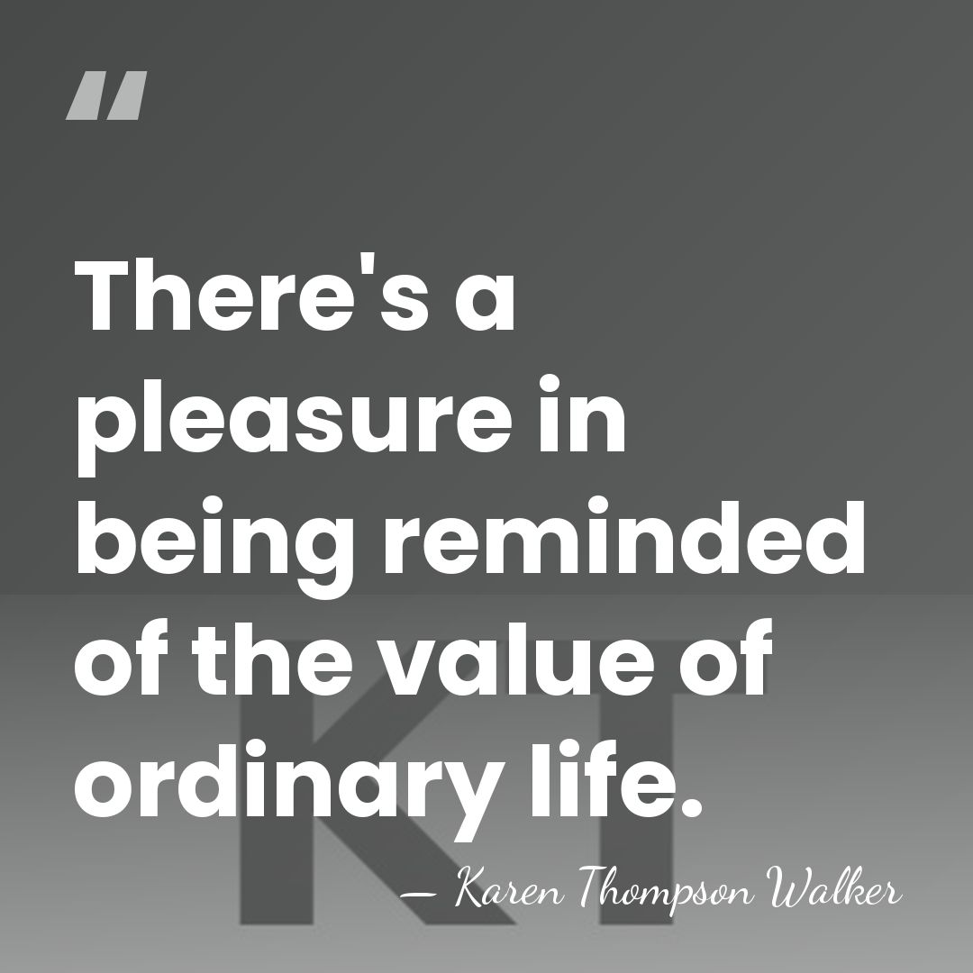 There's a pleasure in being reminded of the value of ordinary life. - Karen Thompson Walker