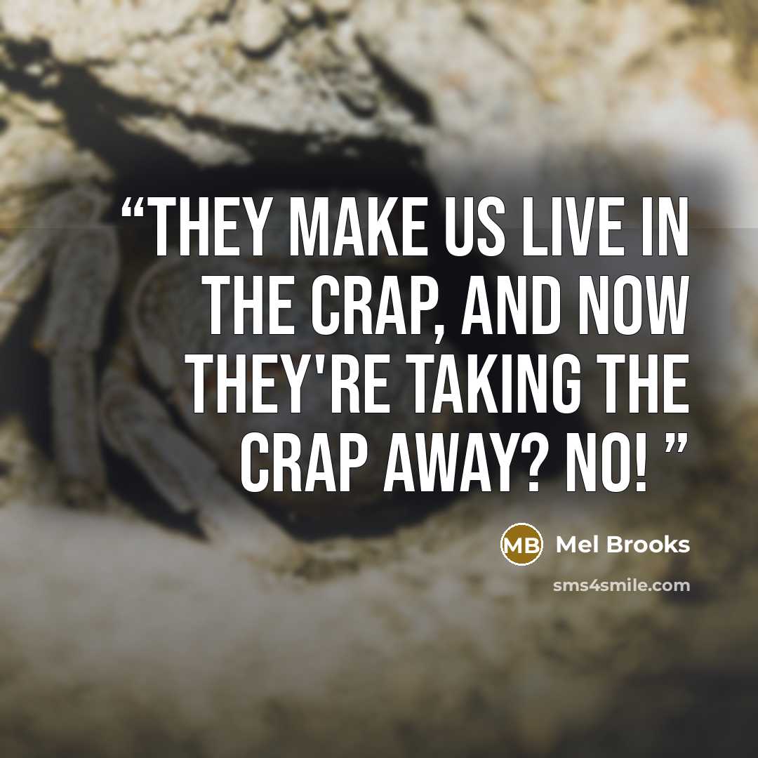 “They make us live in the crap, and now they're taking the crap away? No!” quote by Mel Brooks