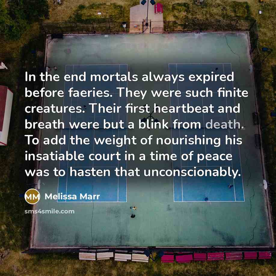“In the end mortals always expired before faeries. They were…” quote by Melissa Marr