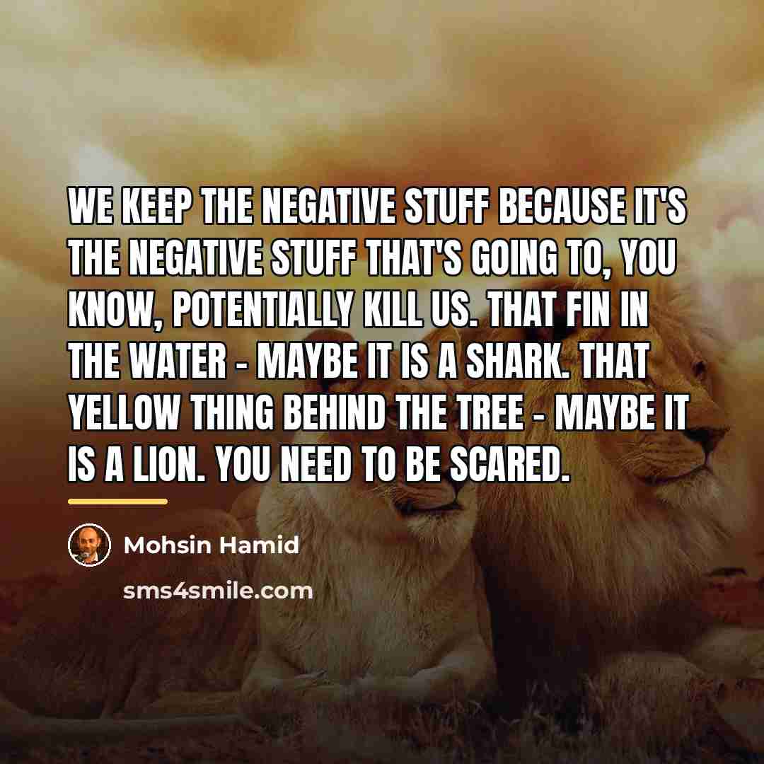 “We keep the negative stuff because it's the negative stuff…” quote by Mohsin Hamid