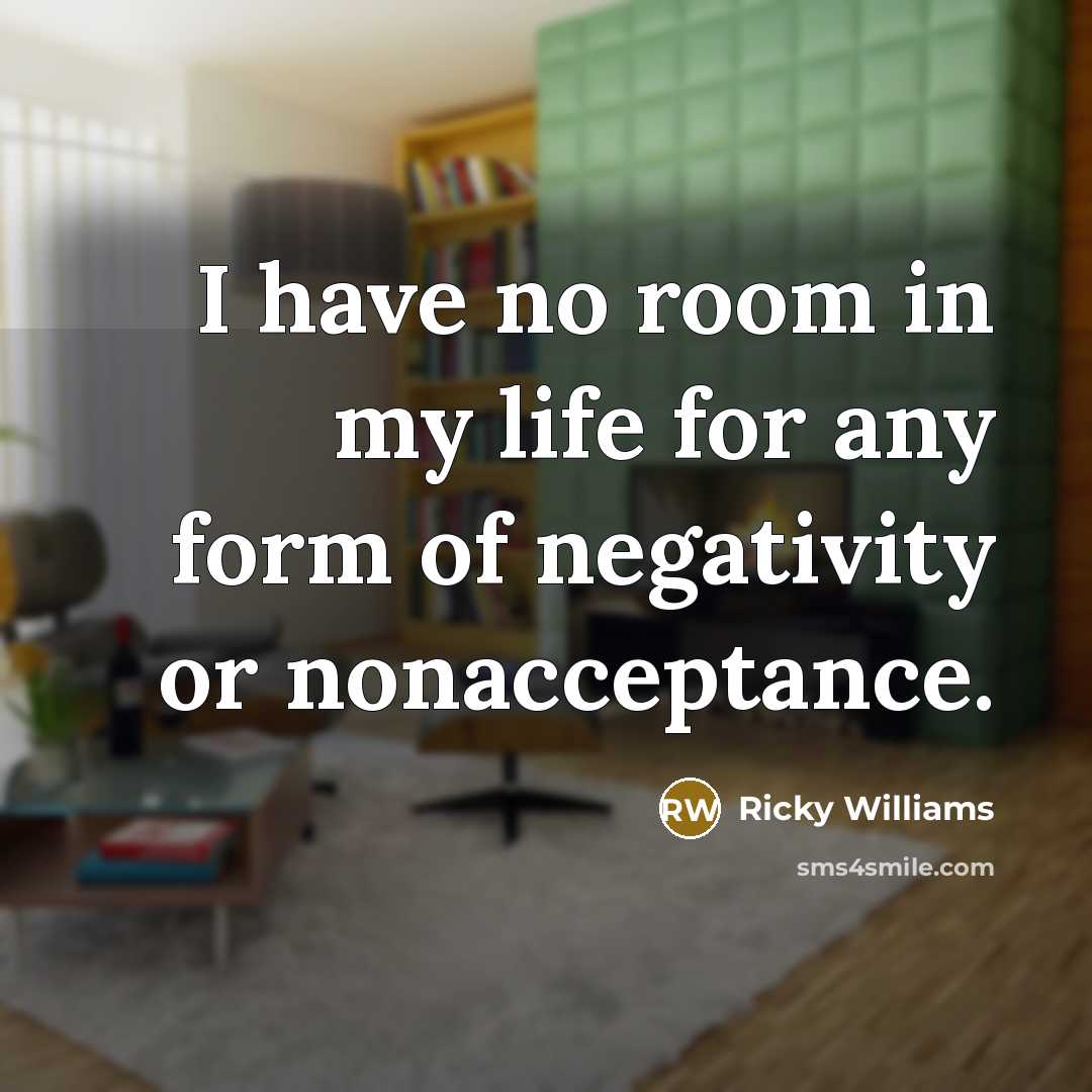“I have no room in my life for any form…” quote by Ricky Williams