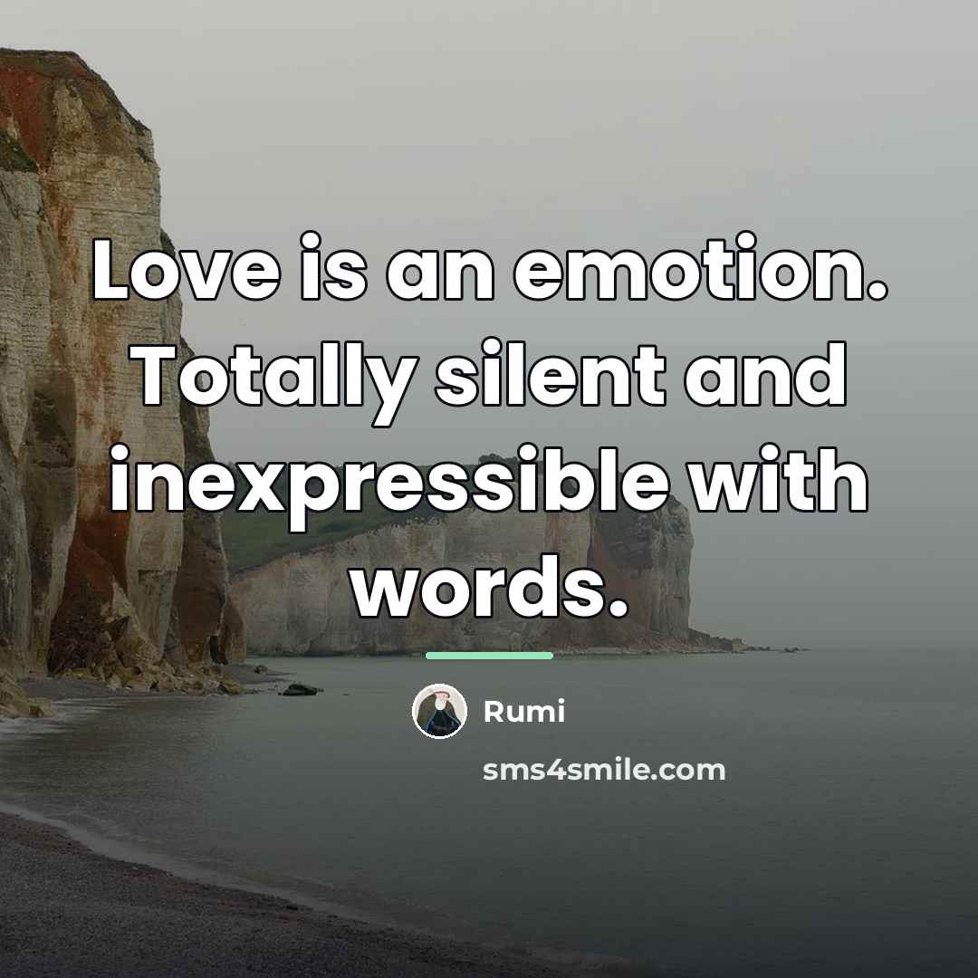 “Love is an emotion. Totally silent and inexpressible with words.…” quote by Rumi