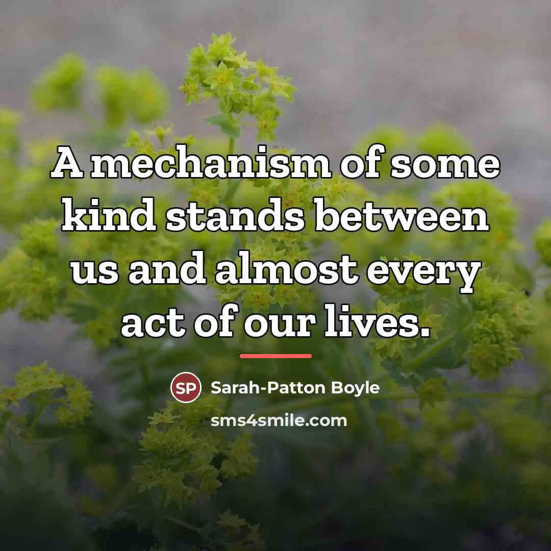 “A mechanism of some kind stands between us and almost…” quote by Sarah-Patton Boyle