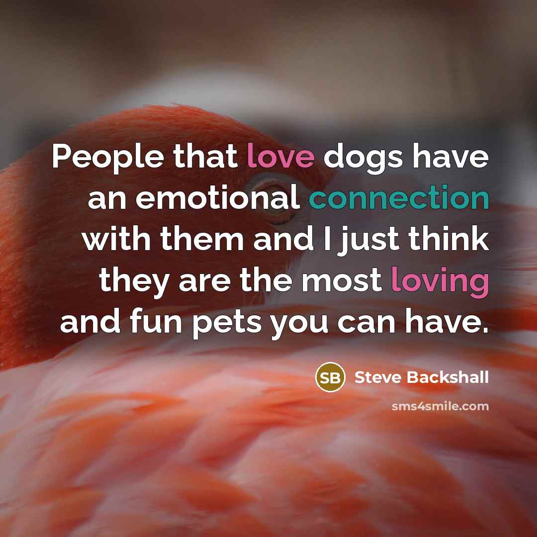 “People that love dogs have an emotional connection with them and I just think they are the most loving and fun pets you can have.” quote by Steve Backshall