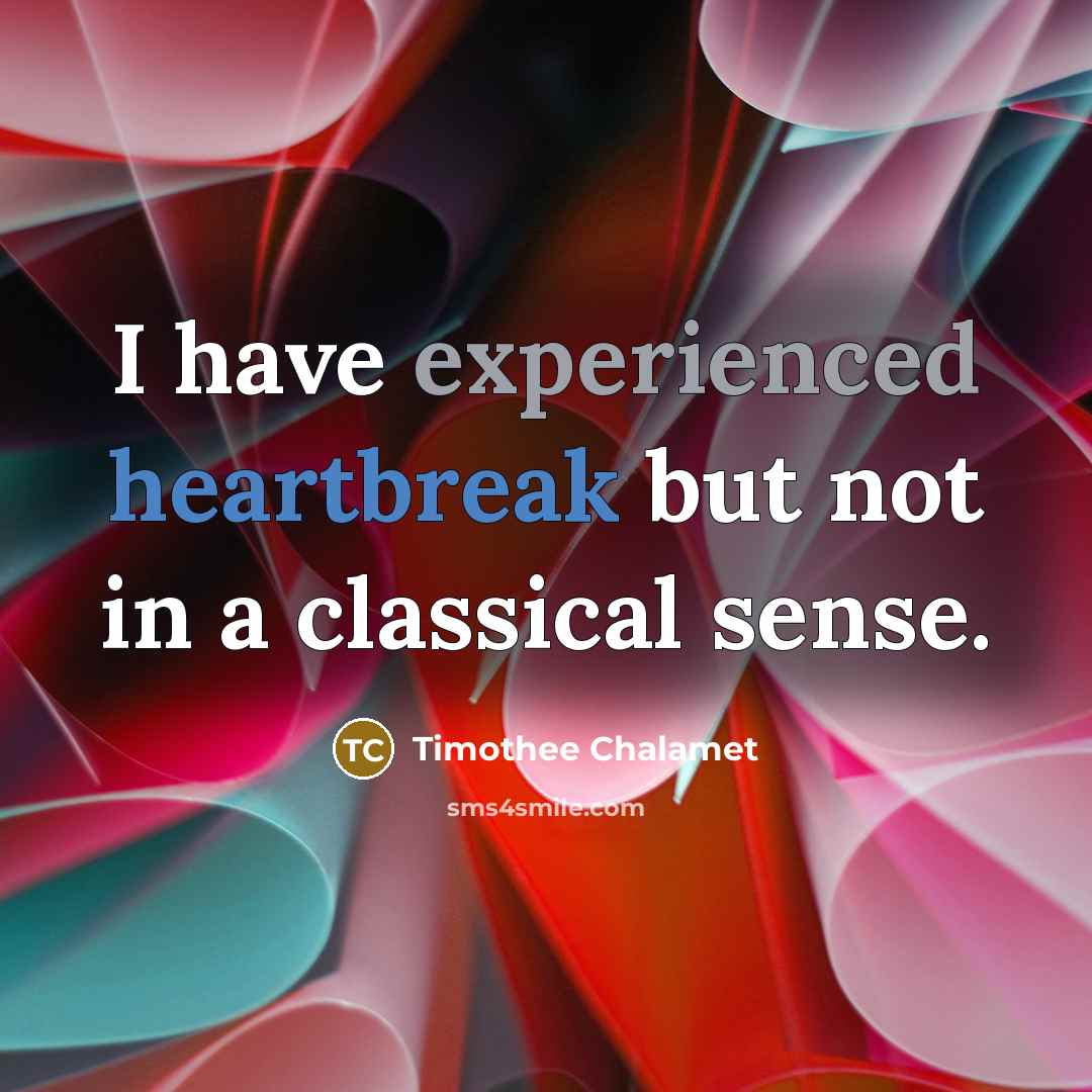 “I have experienced heartbreak but not in a classical sense.…” quote by Timothee Chalamet