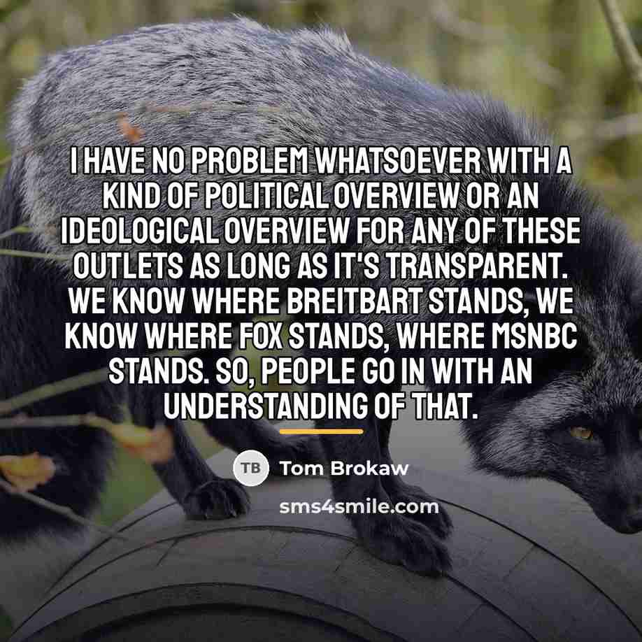 “I have no problem whatsoever with a kind of political…” quote by Tom Brokaw