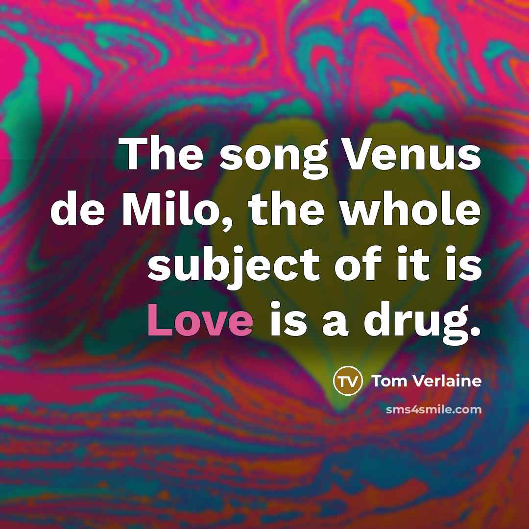 “The song Venus de Milo, the whole subject of it…” quote by Tom Verlaine