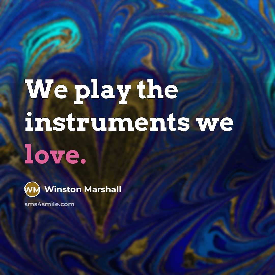 “We play the instruments we love.…” quote by Winston Marshall