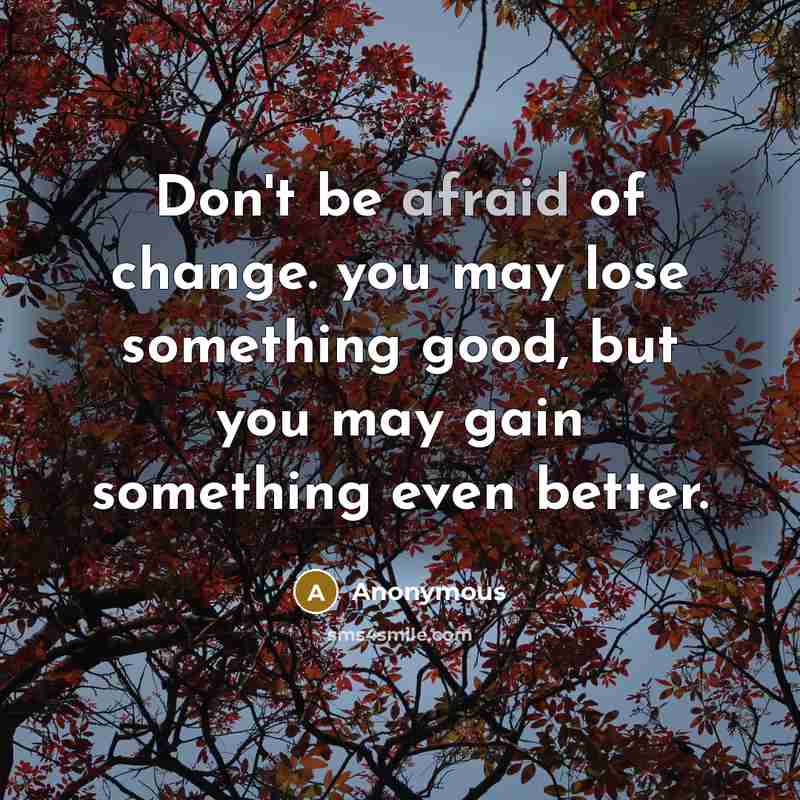 “Don't be afraid of change. you may lose something good,…” quote by Anonymous