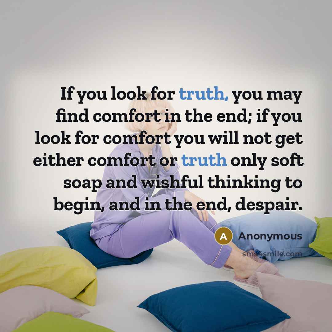 “If you look for truth, you may find comfort in…” quote by Anonymous