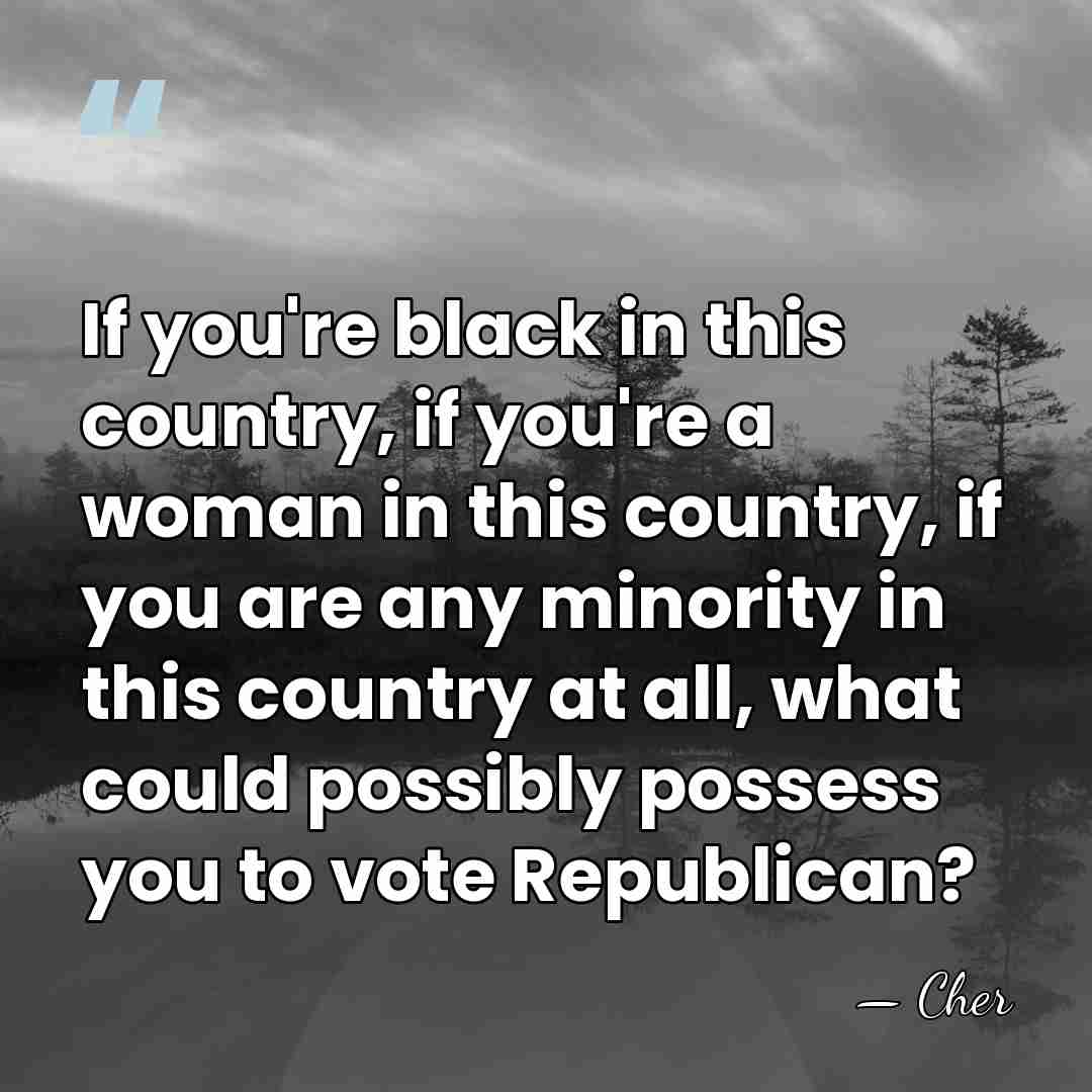 If you're black in this country, if you're a woman in this&hellip; - Cher