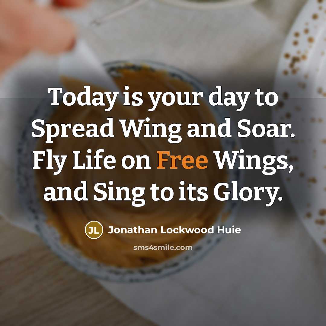 “Today is your day to Spread Wing and Soar. Fly…” quote by Jonathan Lockwood Huie