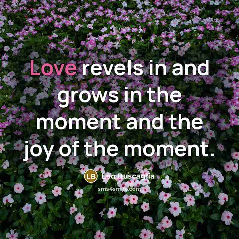 “Love revels in and grows in the moment and the…” quote by Leo Buscaglia