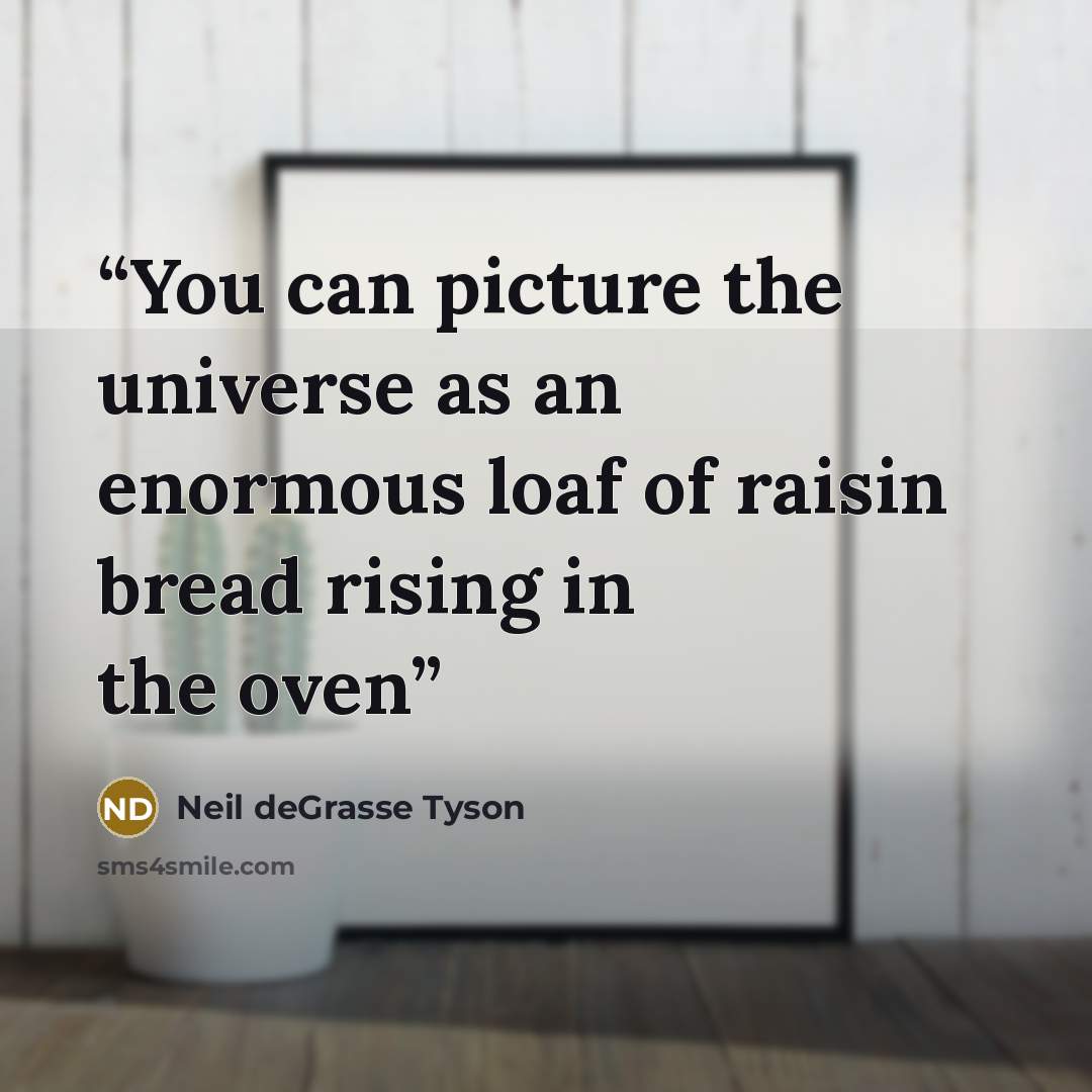 “You can picture the universe as an enormous loaf of raisin bread rising in the oven” quote by Neil deGrasse Tyson
