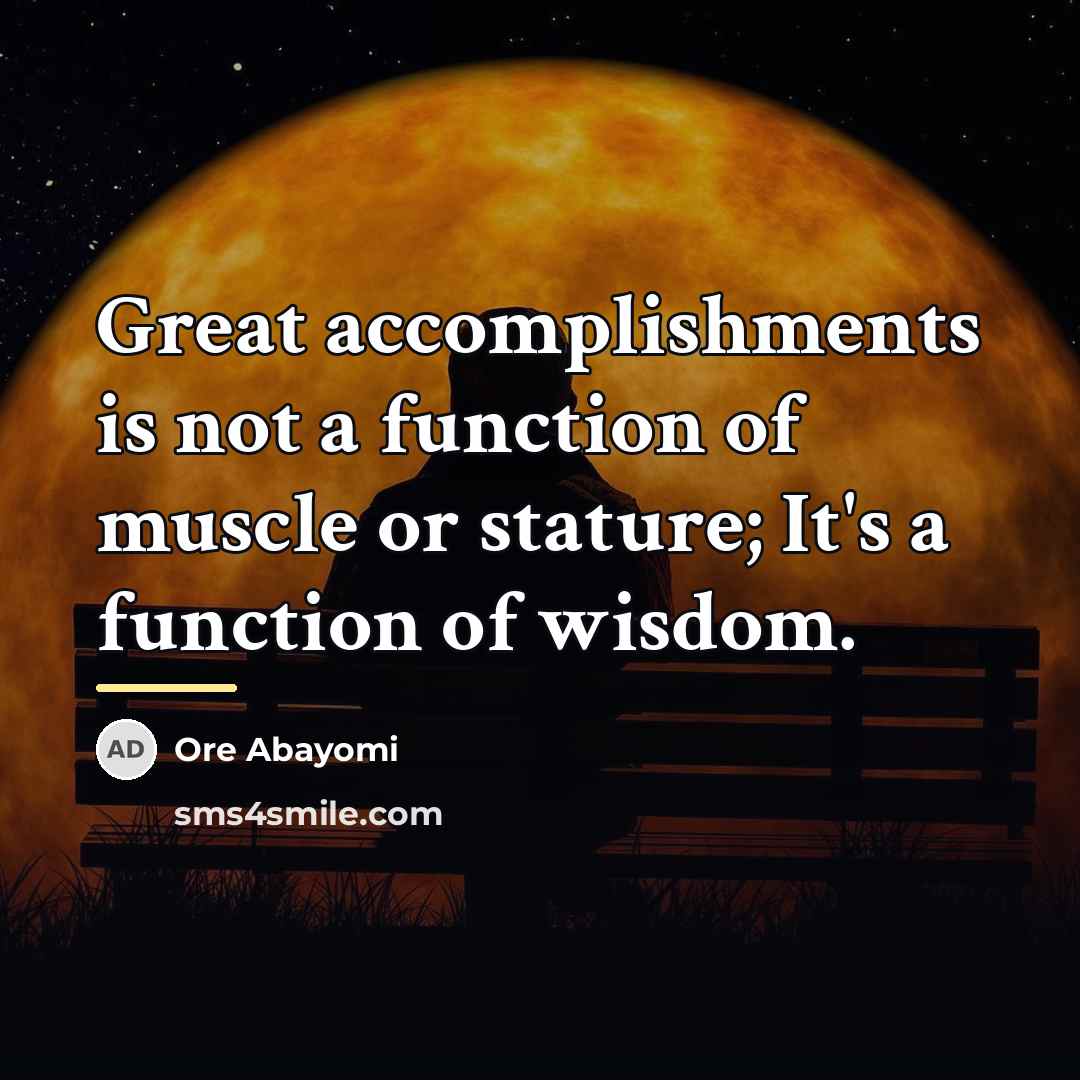 “Great accomplishments is not a function of muscle or stature;…” quote by Ore Abayomi