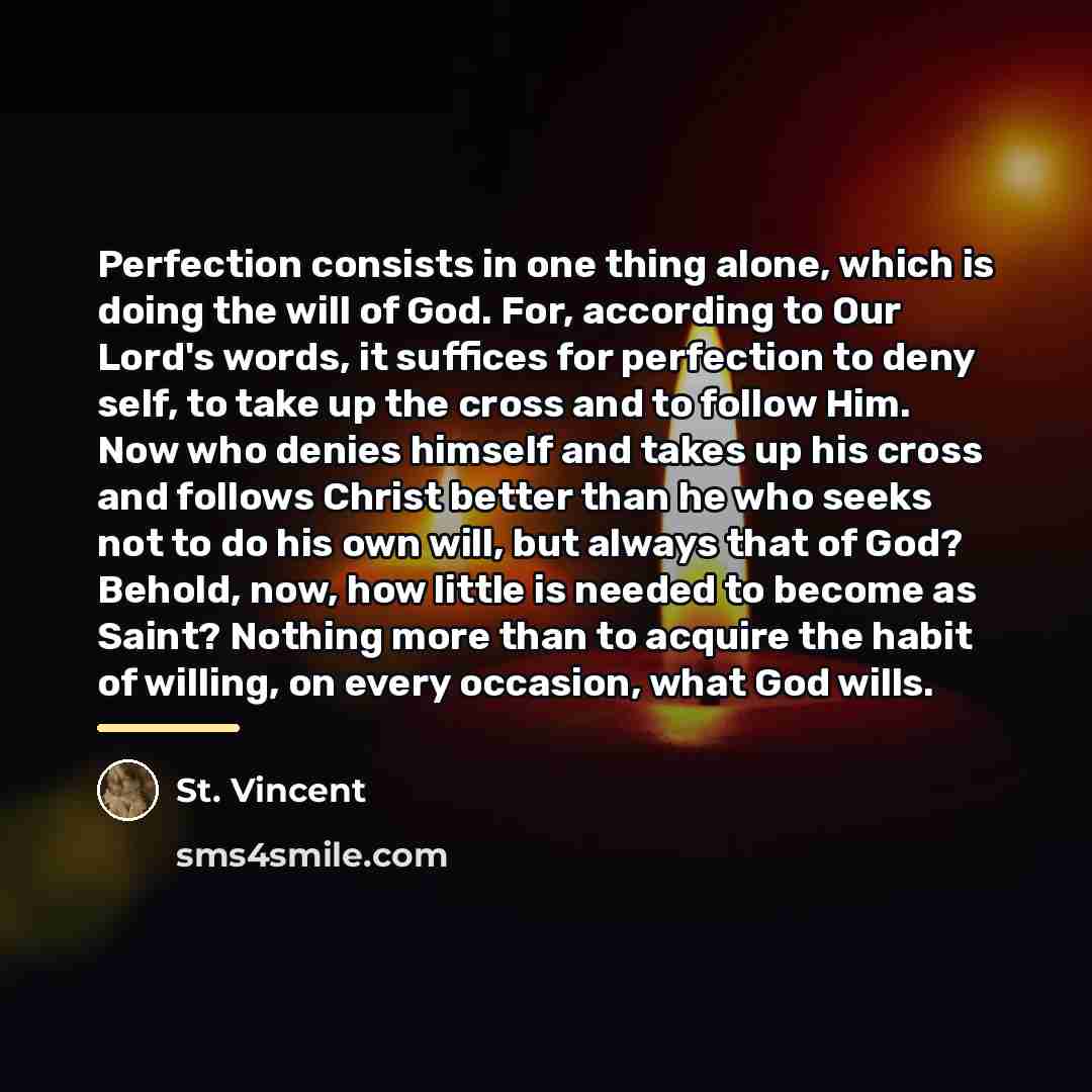 “Perfection consists in one thing alone, which is doing the…” quote by St. Vincent