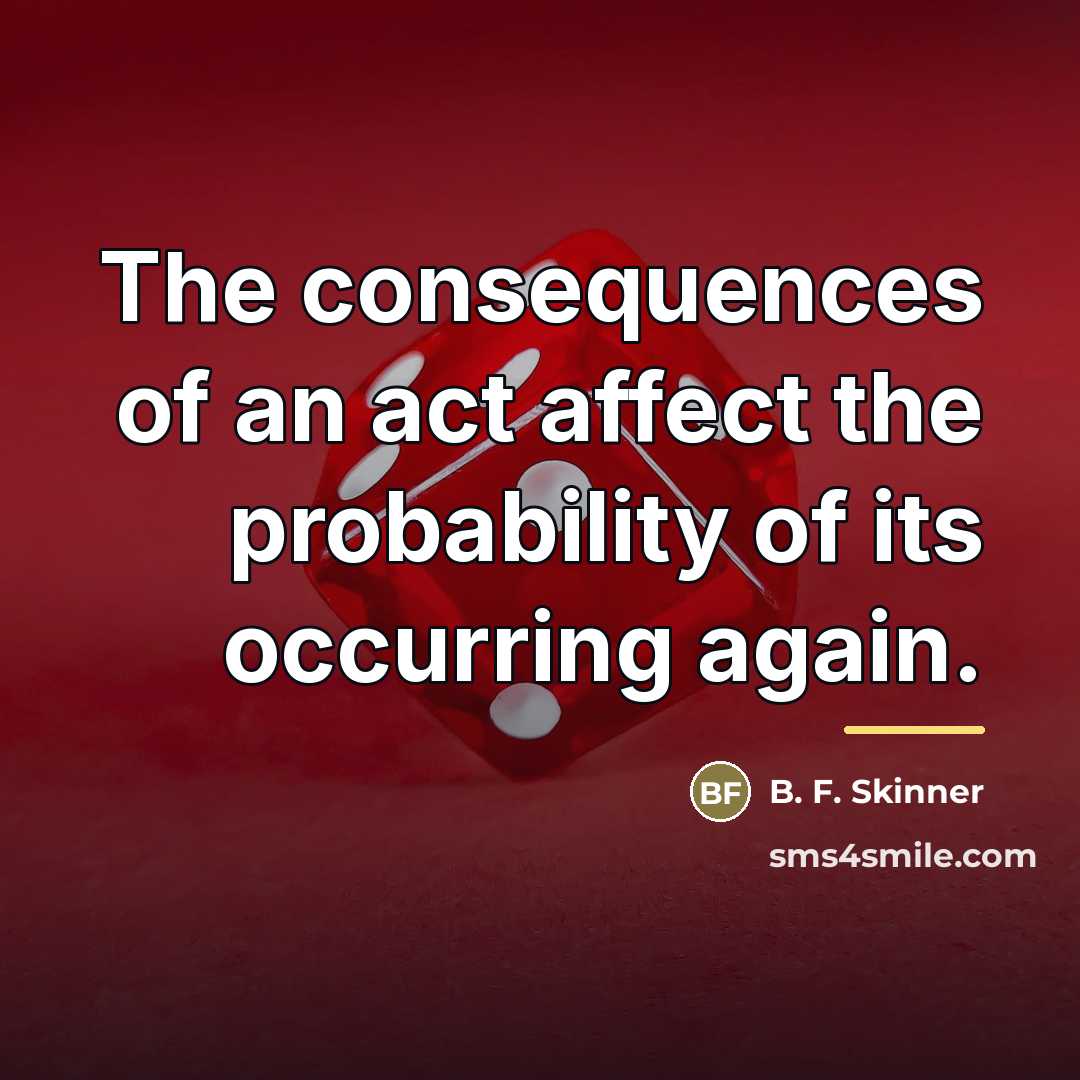 “The consequences of an act affect the probability of its…” quote by B. F. Skinner