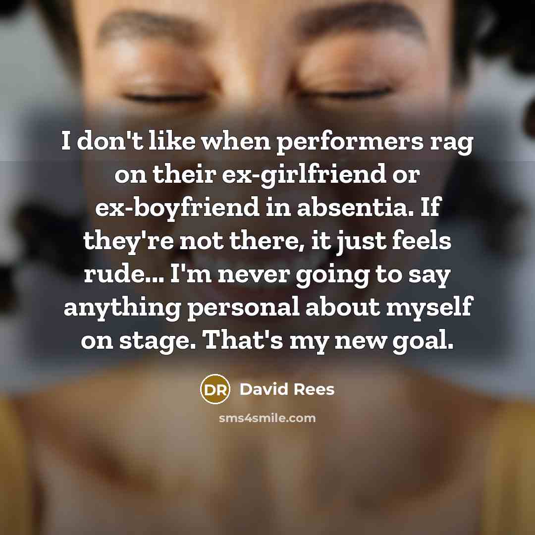 “I don't like when performers rag on their ex-girlfriend or…” quote by David Rees