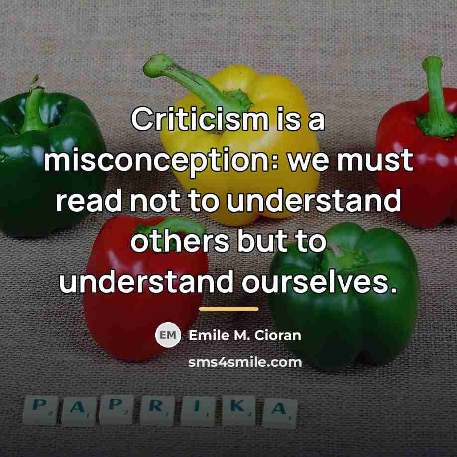 “Criticism is a misconception: we must read not to understand…” quote by Emile M. Cioran