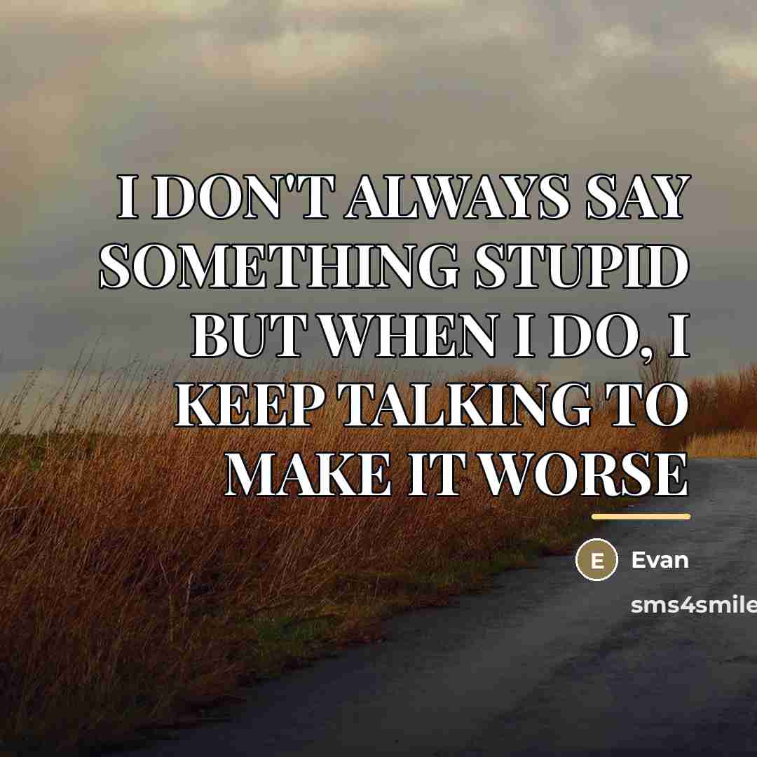 “I DON'T ALWAYS SAY SOMETHING STUPID BUT WHEN I DO,…” quote by Evan