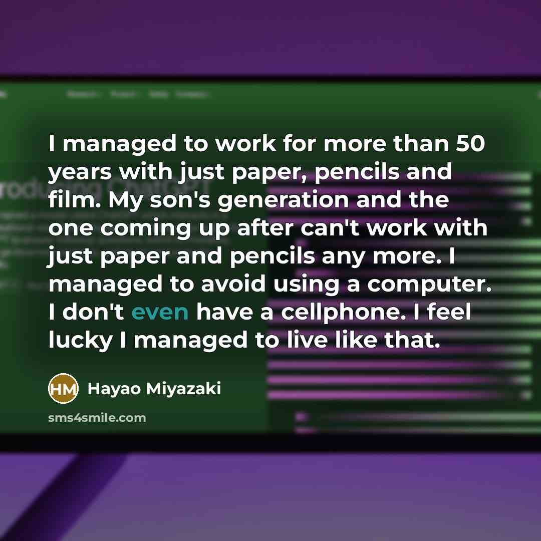 “I managed to work for more than 50 years with…” quote by Hayao Miyazaki