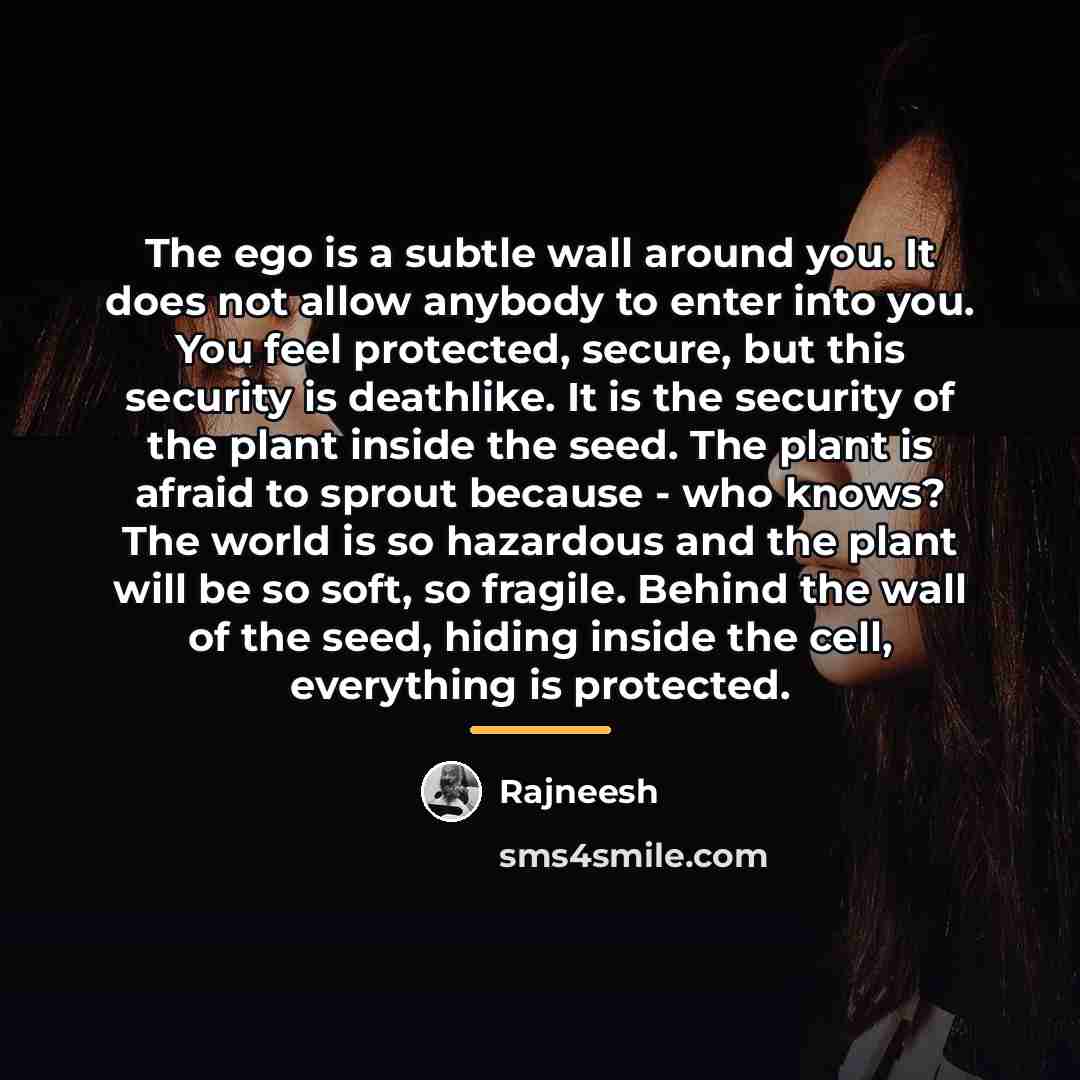 “The ego is a subtle wall around you. It does…” quote by Rajneesh