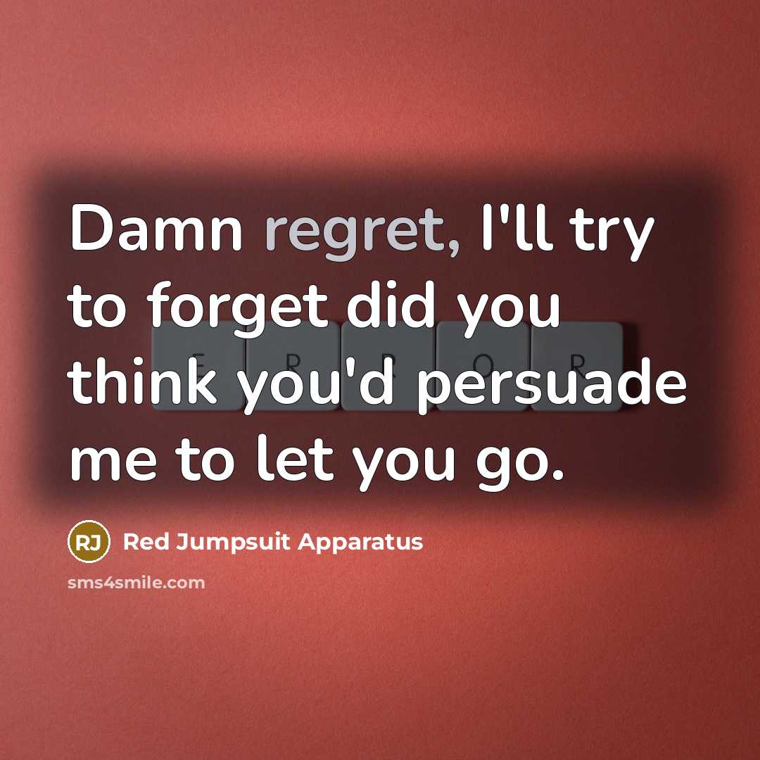 “Damn regret, I'll try to forget did you think you'd…” quote by Red Jumpsuit Apparatus
