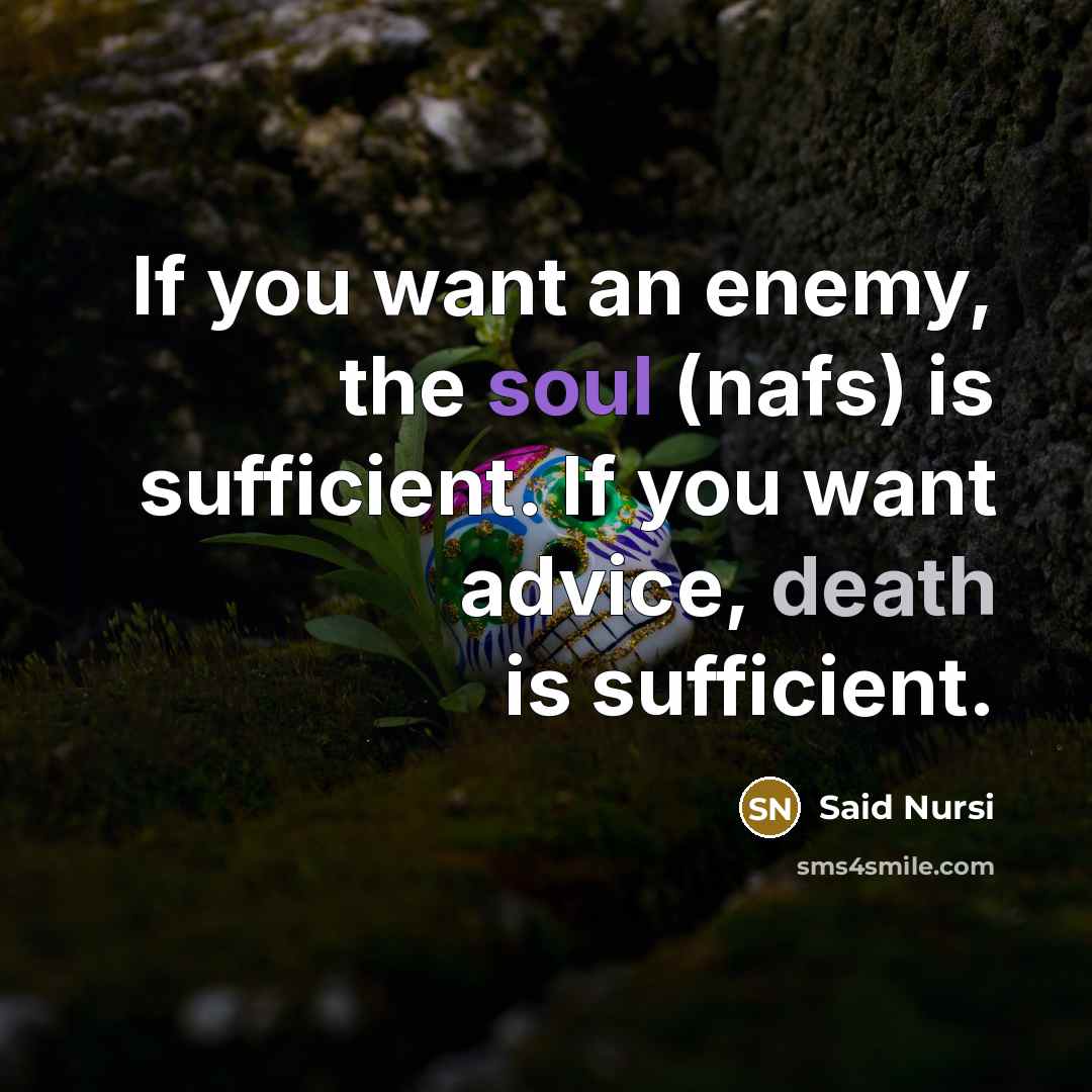 “If you want an enemy, the soul (nafs) is sufficient.…” quote by Said Nursi