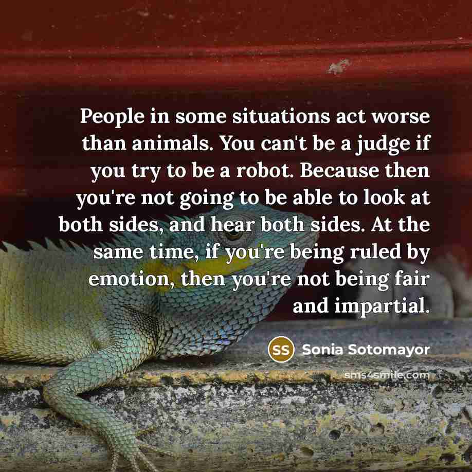“People in some situations act worse than animals. You can't…” quote by Sonia Sotomayor