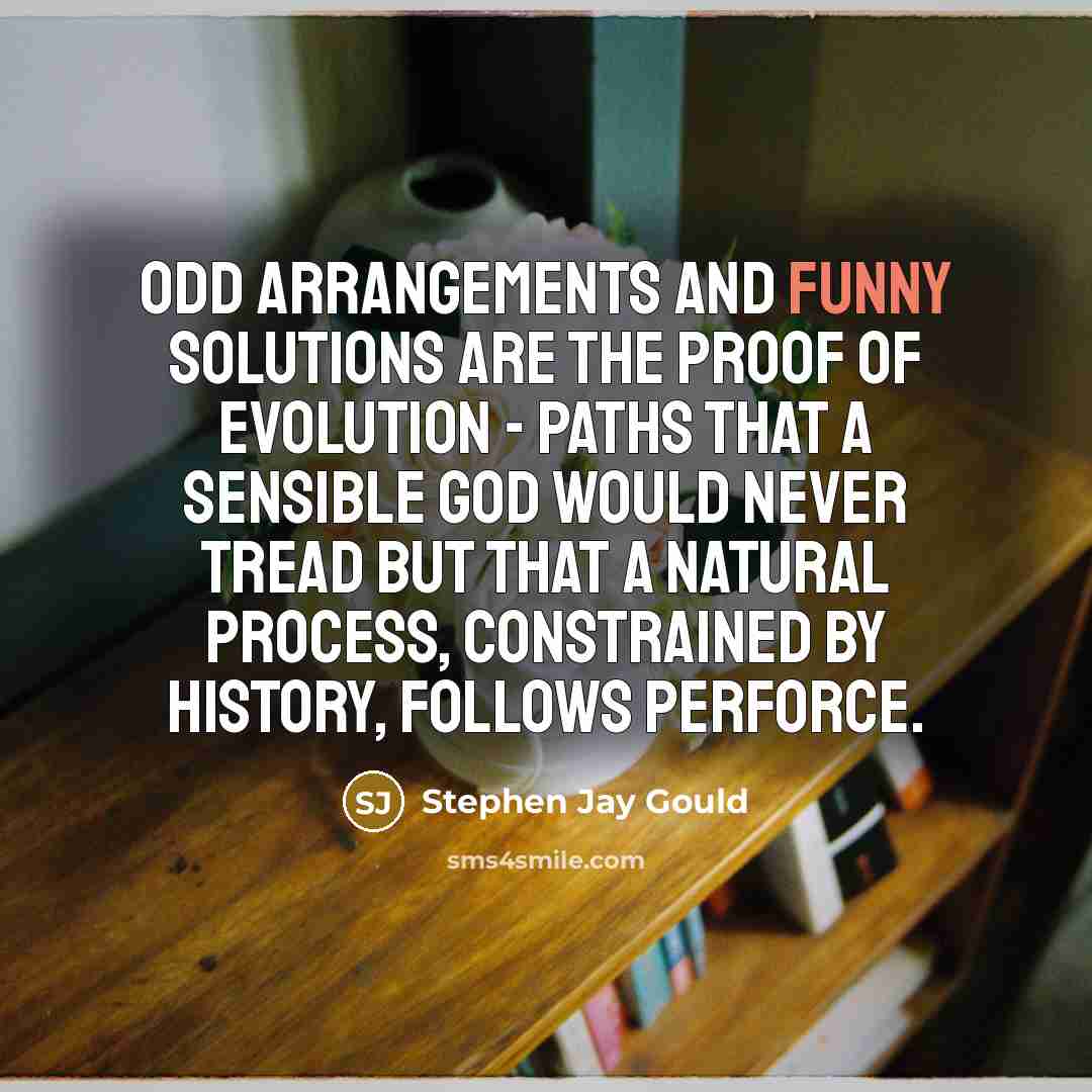 “Odd arrangements and funny solutions are the proof of evolution…” quote by Stephen Jay Gould
