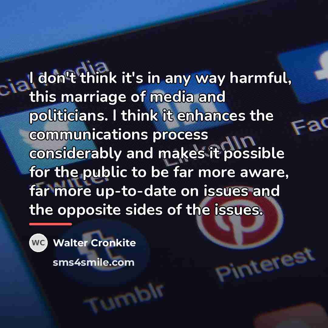 “I don't think it's in any way harmful, this marriage…” quote by Walter Cronkite