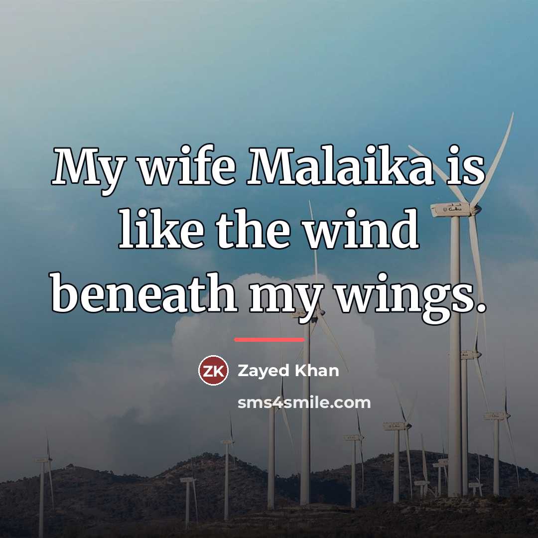 “My wife Malaika is like the wind beneath my wings.…” quote by Zayed Khan