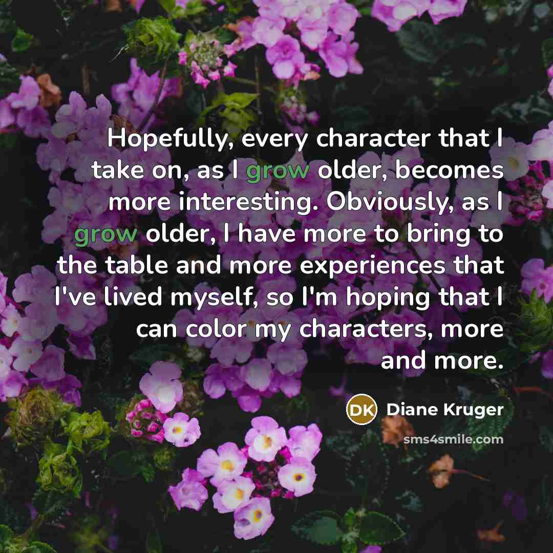 “Hopefully, every character that I take on, as I grow…” quote by Diane Kruger