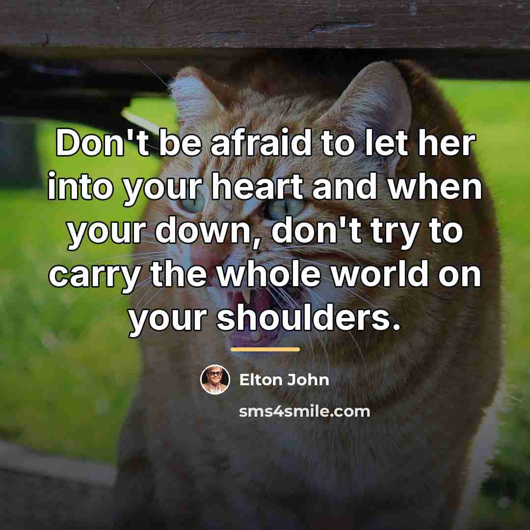 “Don't be afraid to let her into your heart and…” quote by Elton John