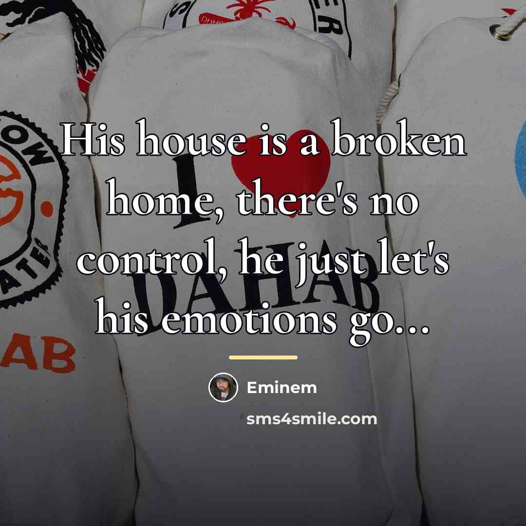 “His house is a broken home, there's no control, he…” quote by Eminem