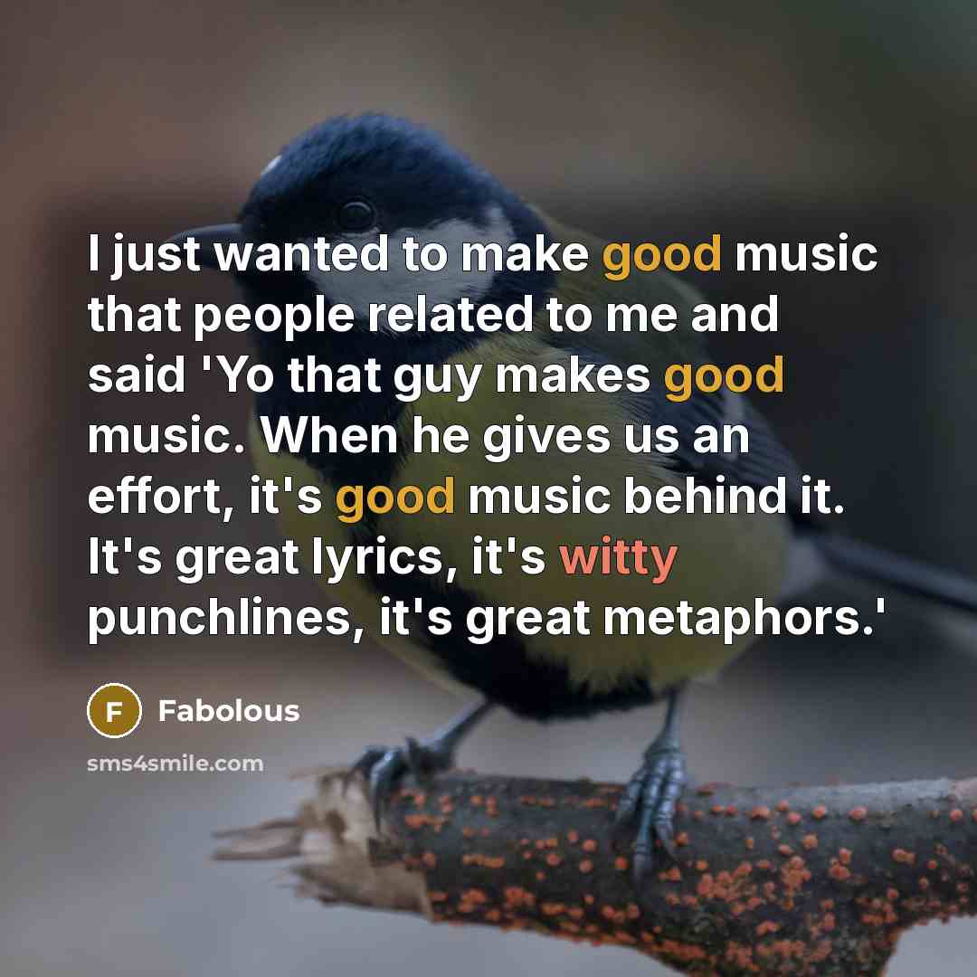 “I just wanted to make good music that people related…” quote by Fabolous