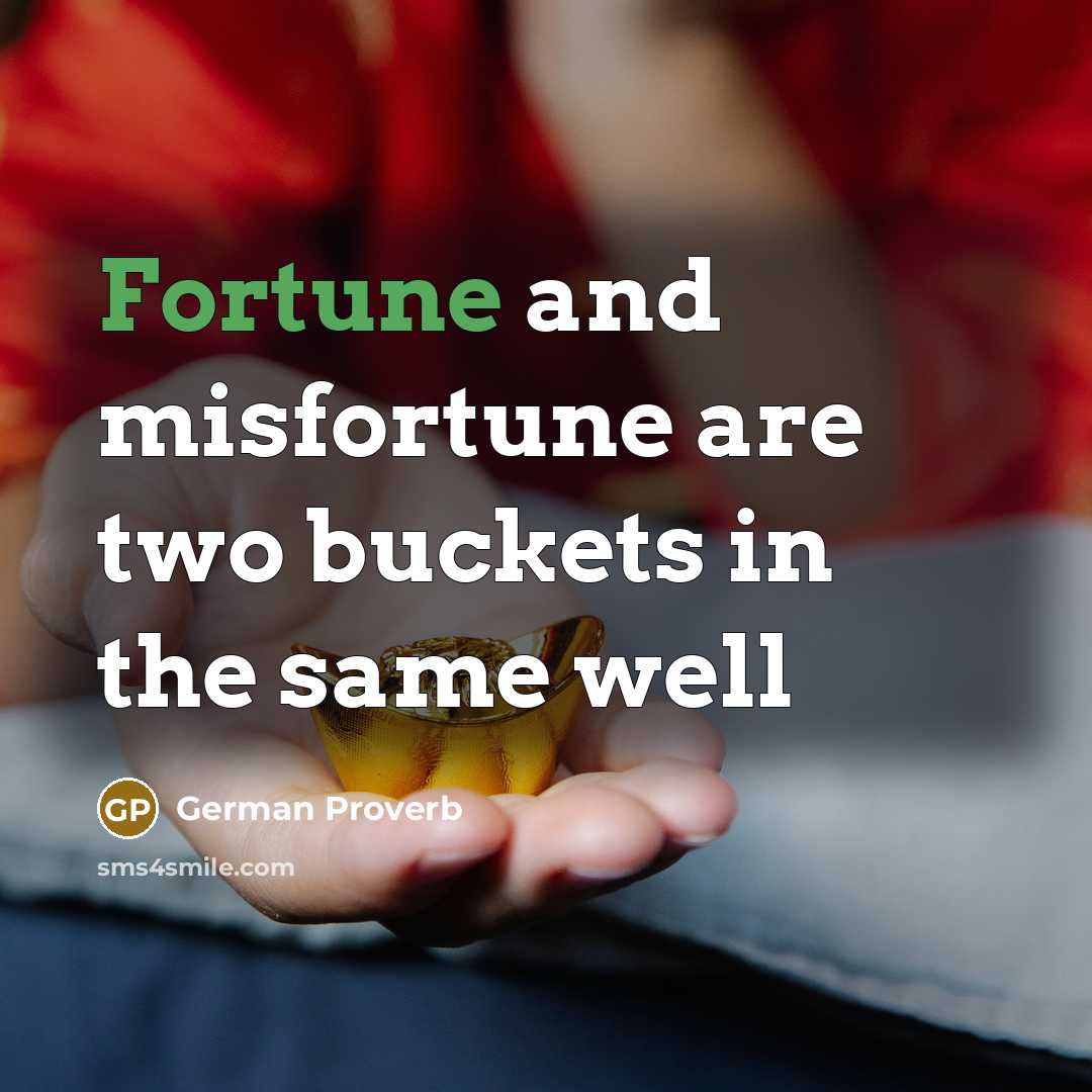 “Fortune and misfortune are two buckets in the same well…” quote by German Proverb