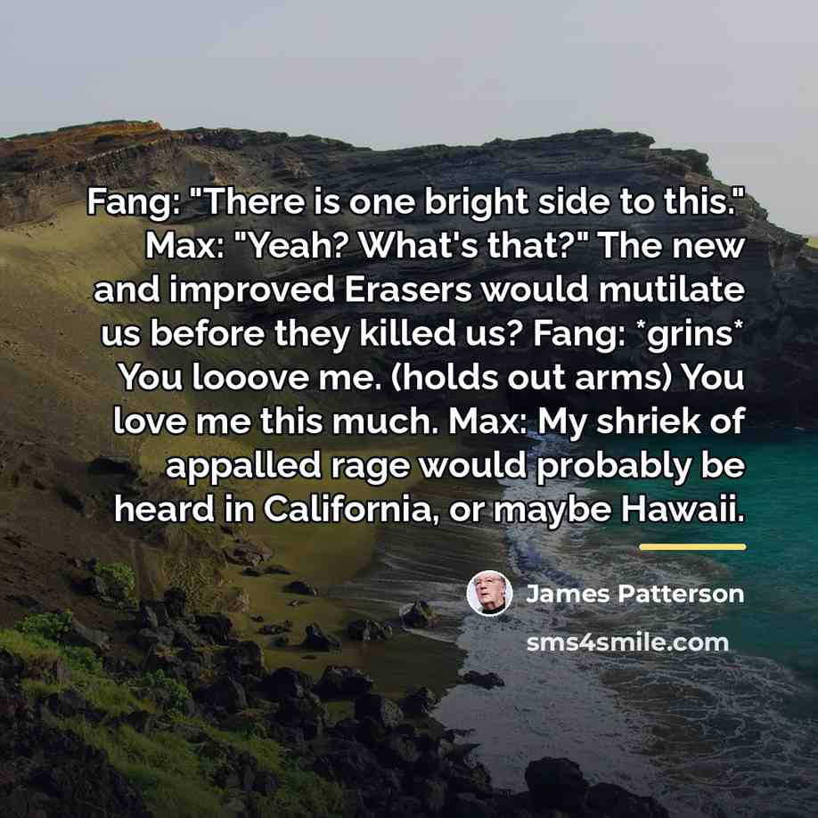 “Fang: "There is one bright side to this." Max: "Yeah?…” quote by James Patterson