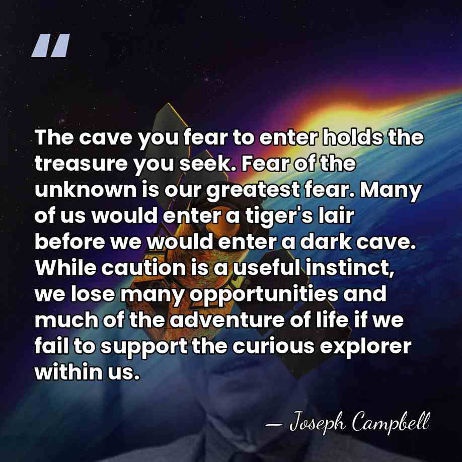 The cave you fear to enter holds the treasure you seek. Fear&hellip; - Joseph Campbell