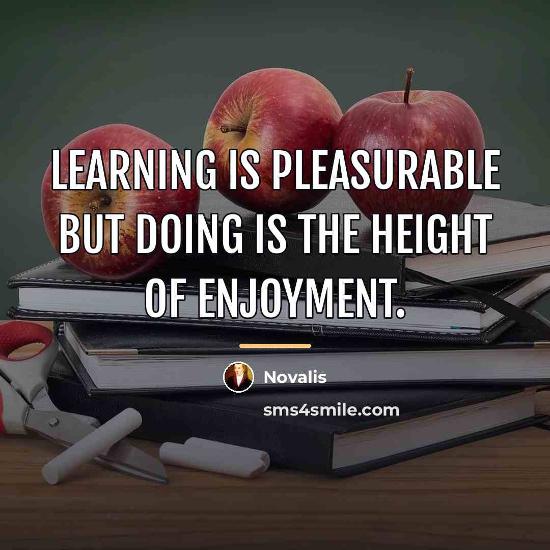 “Learning is pleasurable but doing is the height of enjoyment.…” quote by Novalis