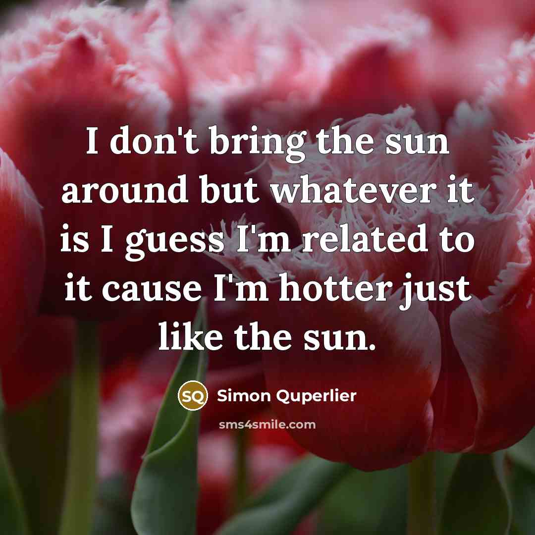 “I don't bring the sun around but whatever it is…” quote by Simon Quperlier