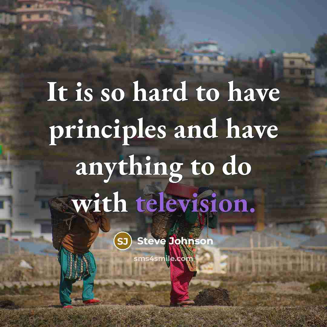 “It is so hard to have principles and have anything to do with television.” quote by Steve Johnson