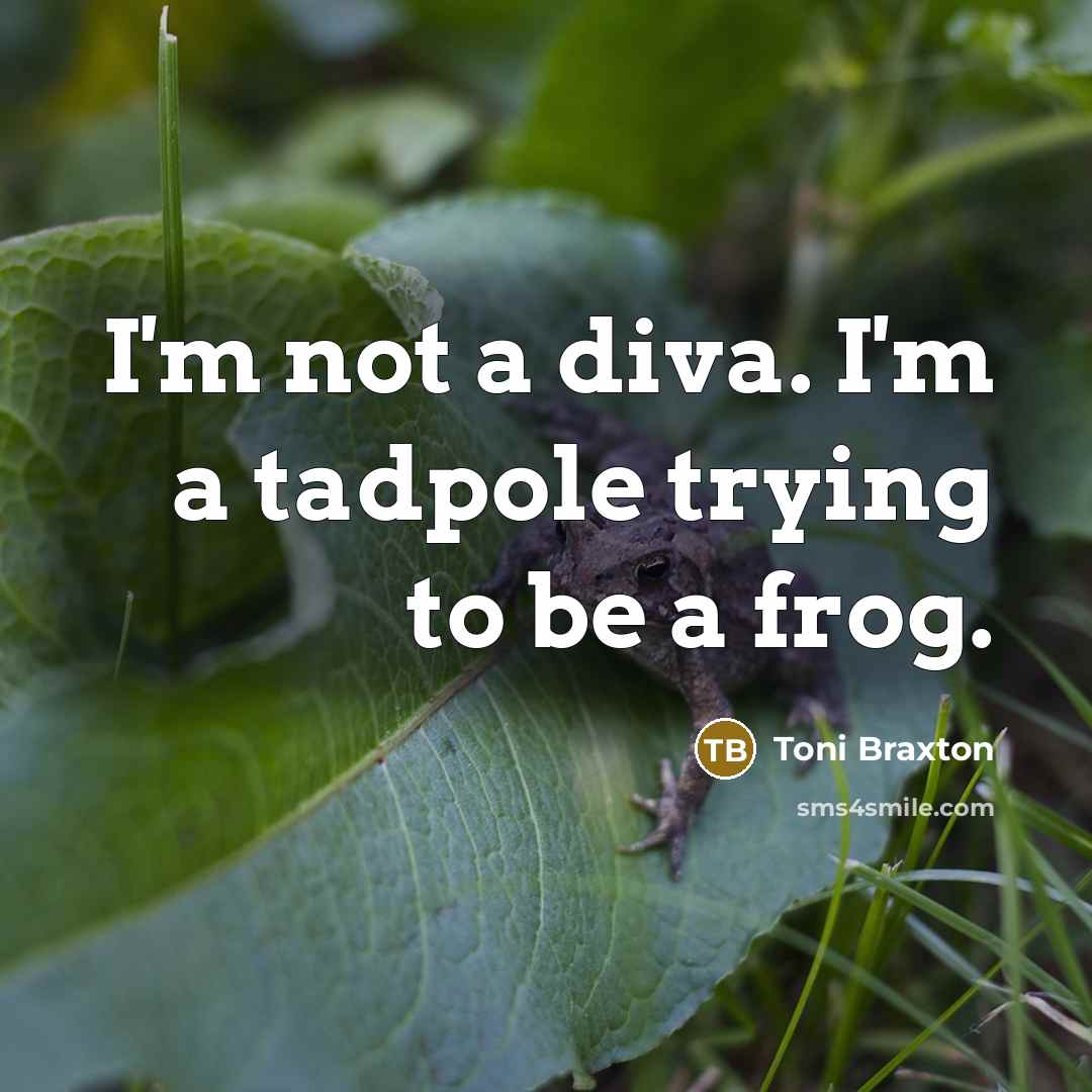 “I'm not a diva. I'm a tadpole trying to be a frog.” quote by Toni Braxton