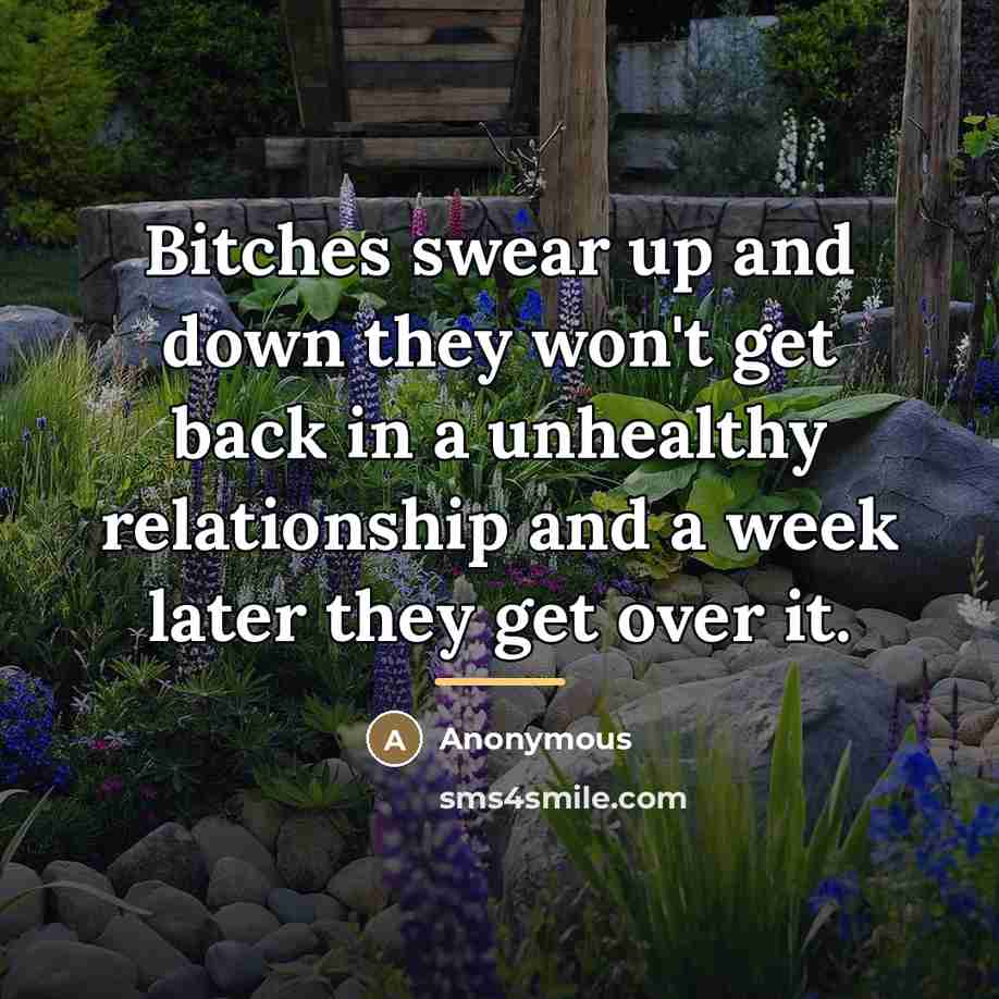 “Bitches swear up and down they won't get back in…” quote by Anonymous