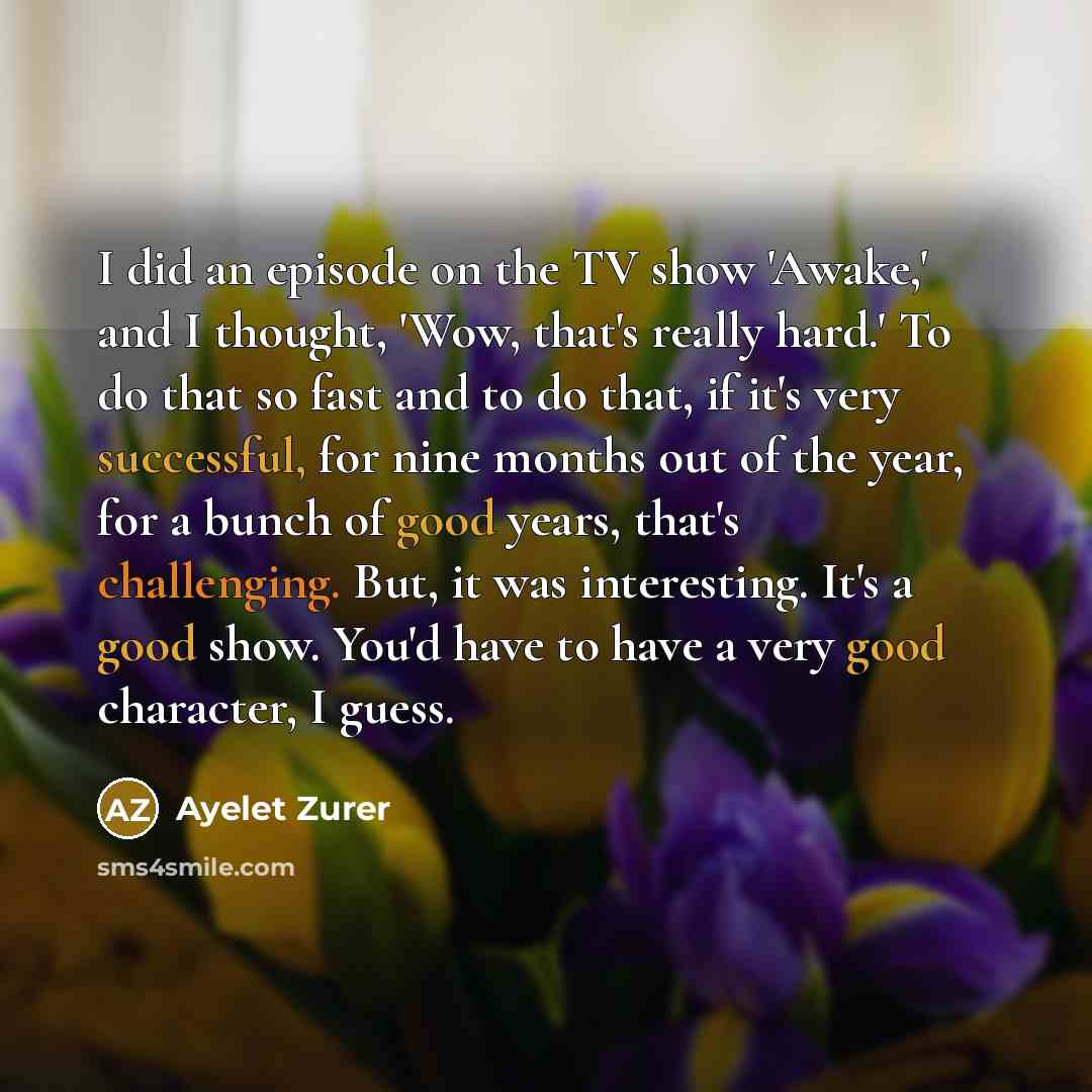 “I did an episode on the TV show 'Awake,' and…” quote by Ayelet Zurer
