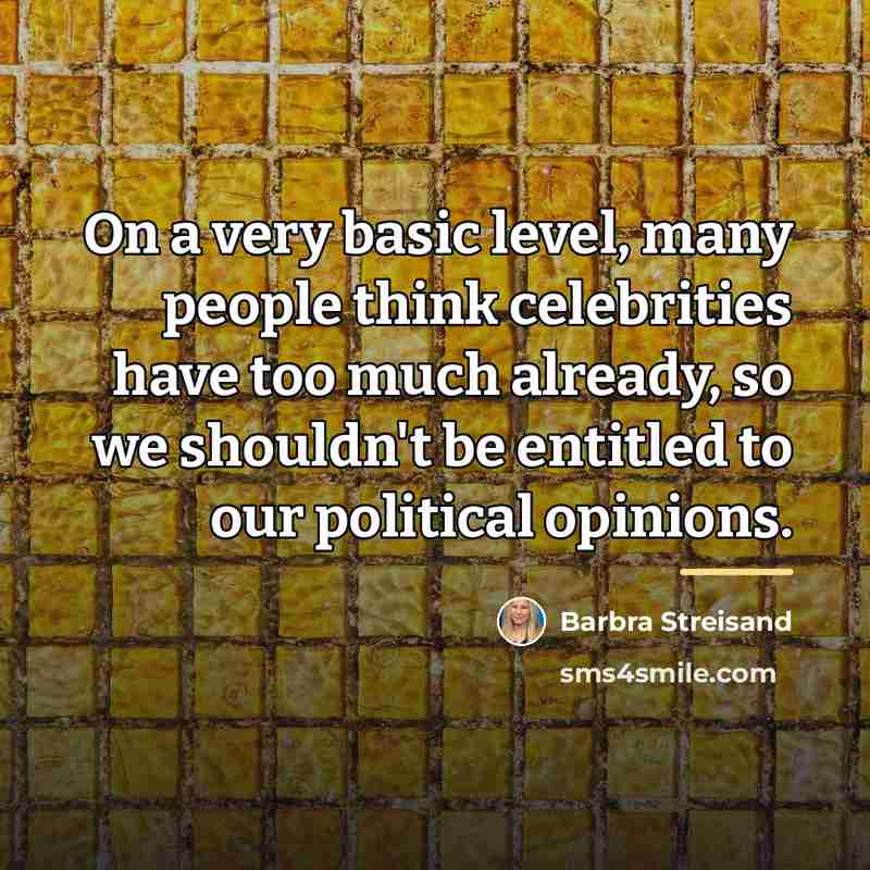 “On a very basic level, many people think celebrities have…” quote by Barbra Streisand