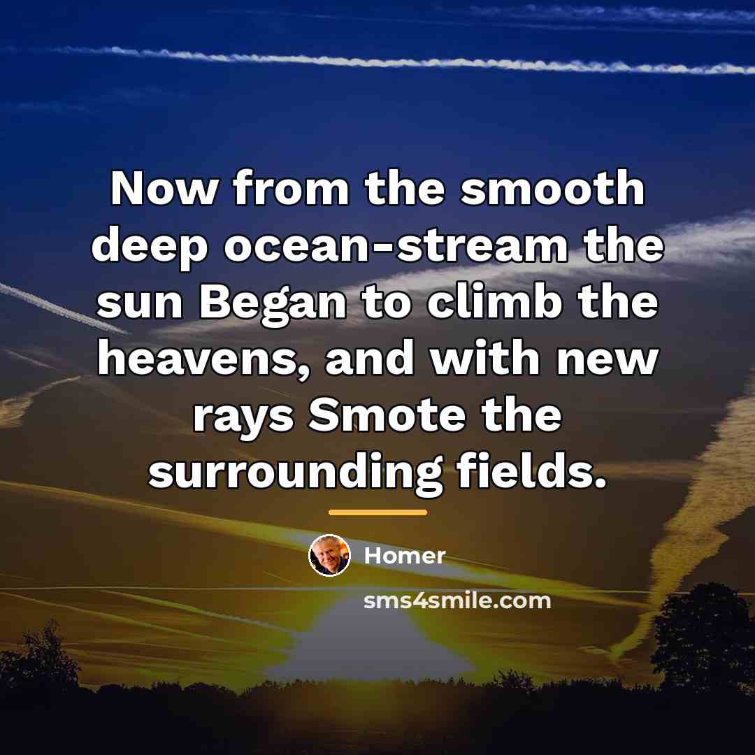 “Now from the smooth deep ocean-stream the sun Began to…” quote by Homer
