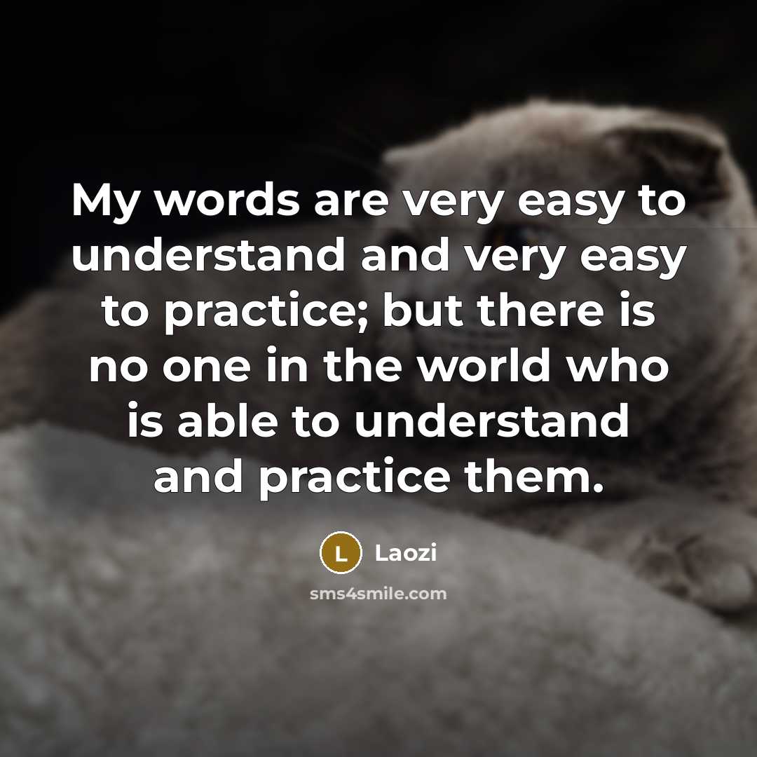 “My words are very easy to understand and very easy…” quote by Laozi