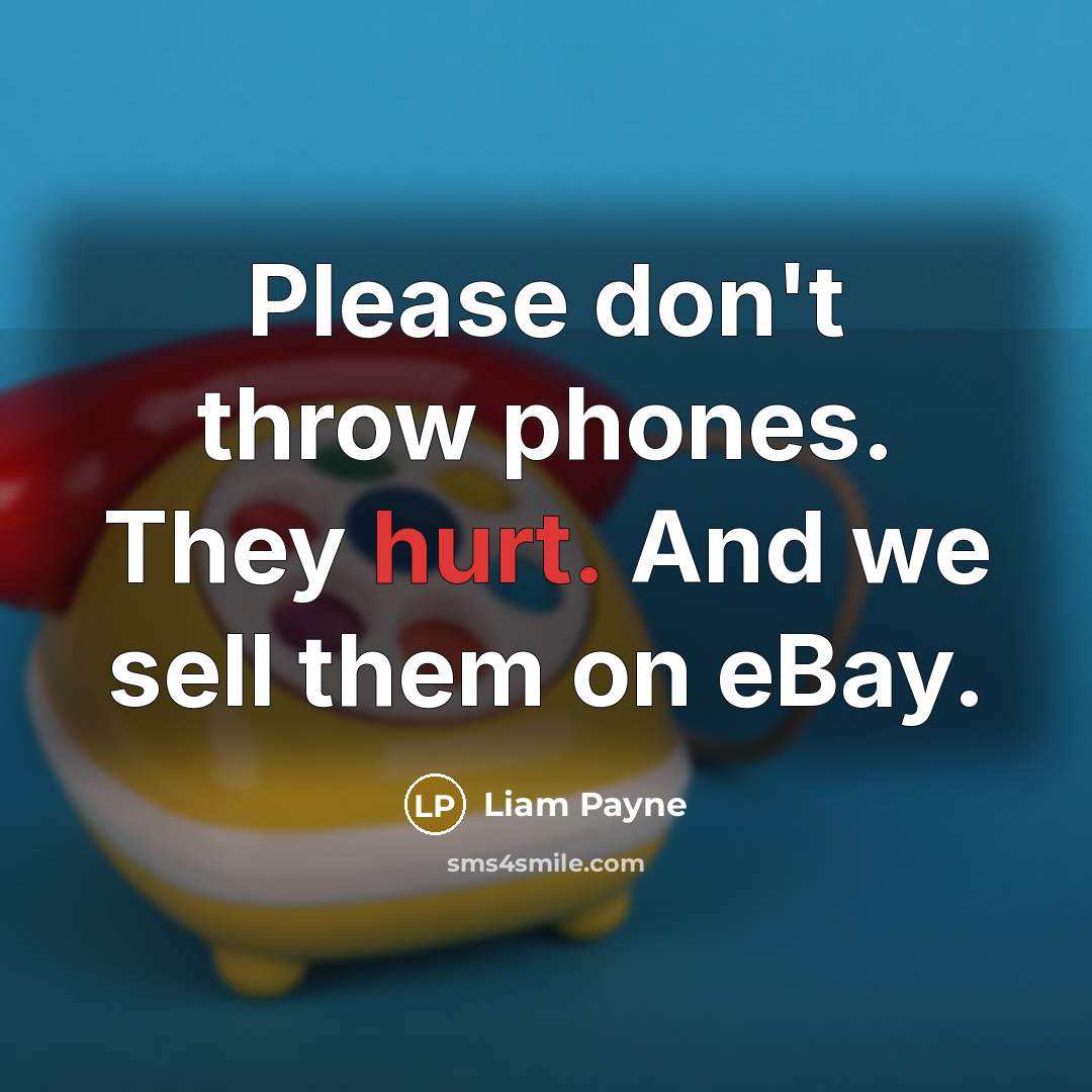 “Please don't throw phones. They hurt. And we sell them…” quote by Liam Payne